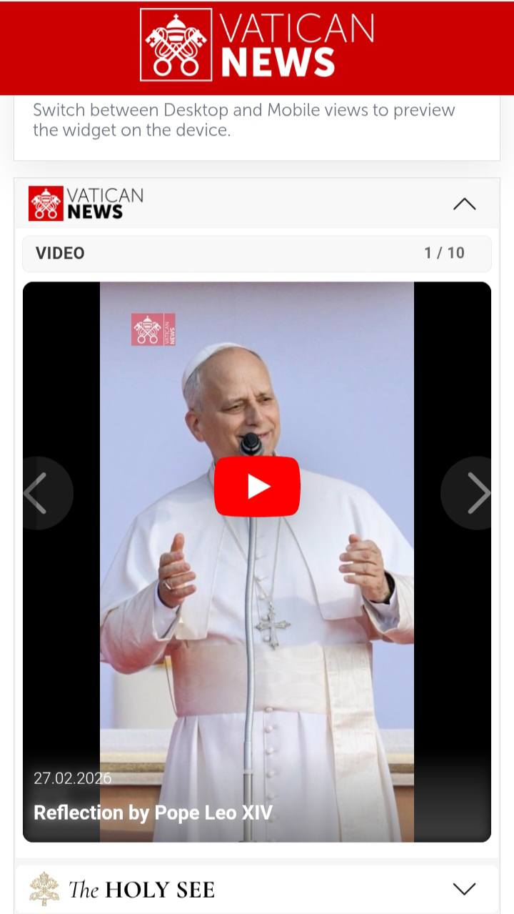 Nuevo widget de vídeo de VaticanNews con las últimas noticias sobre el magisterio y la actividad del Obispo de Roma