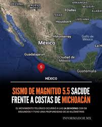 Sismo de magnitud 5.5 se registra al suroeste de Michoacán Sismo de magnitud 5.5 se registra al suroeste de Michoacán