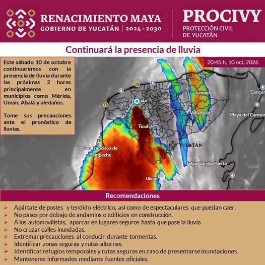 Continuarán las lluvias en Mérida y en el sur del estado Continuarán las lluvias en Mérida y en el sur del estado