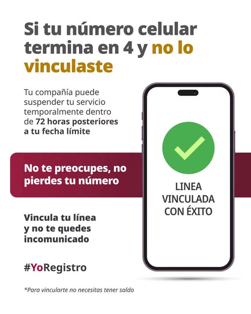 Si tu numero celular termina en 4 y no lo vinculaste no te preocupes,no pierdes tu numero Si tu numero celular termina en 4 y no lo vinculaste no te preocupes,no pierdes tu numero