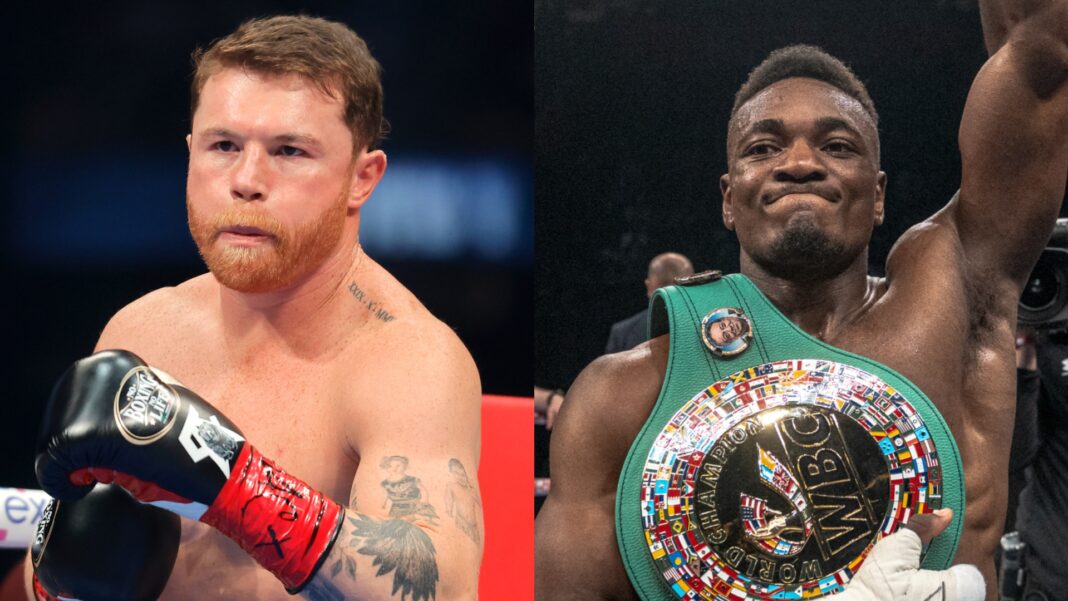 ‘Canelo’ Álvarez supera la báscula; el mexicano, listo para arrebatar el cetro supermediano del CMB a Christian Mbilli ‘Canelo’ Álvarez supera la báscula; el mexicano, listo para arrebatar el cetro supermediano del CMB a Christian Mbilli